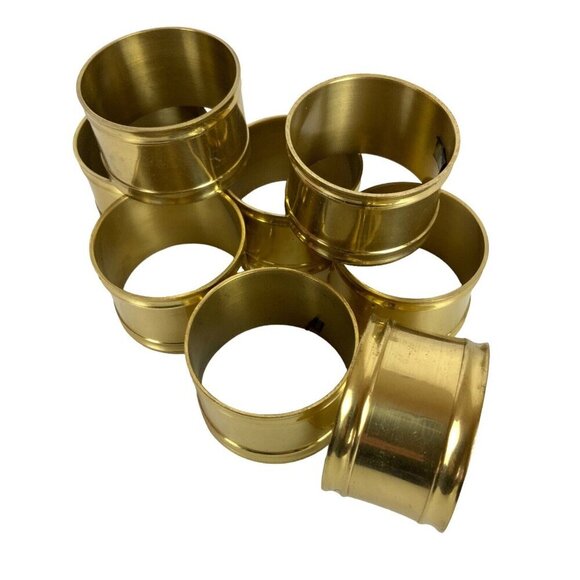 Brass Napkin Rings Set Of 8 Shiny Classic Round Tube Design Made In India - Picture 3 of 4